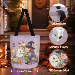 Light Up Halloween Bucket with Warm White LEDs, Custom Trick-or-Treat Candy Bag thumbnail 5