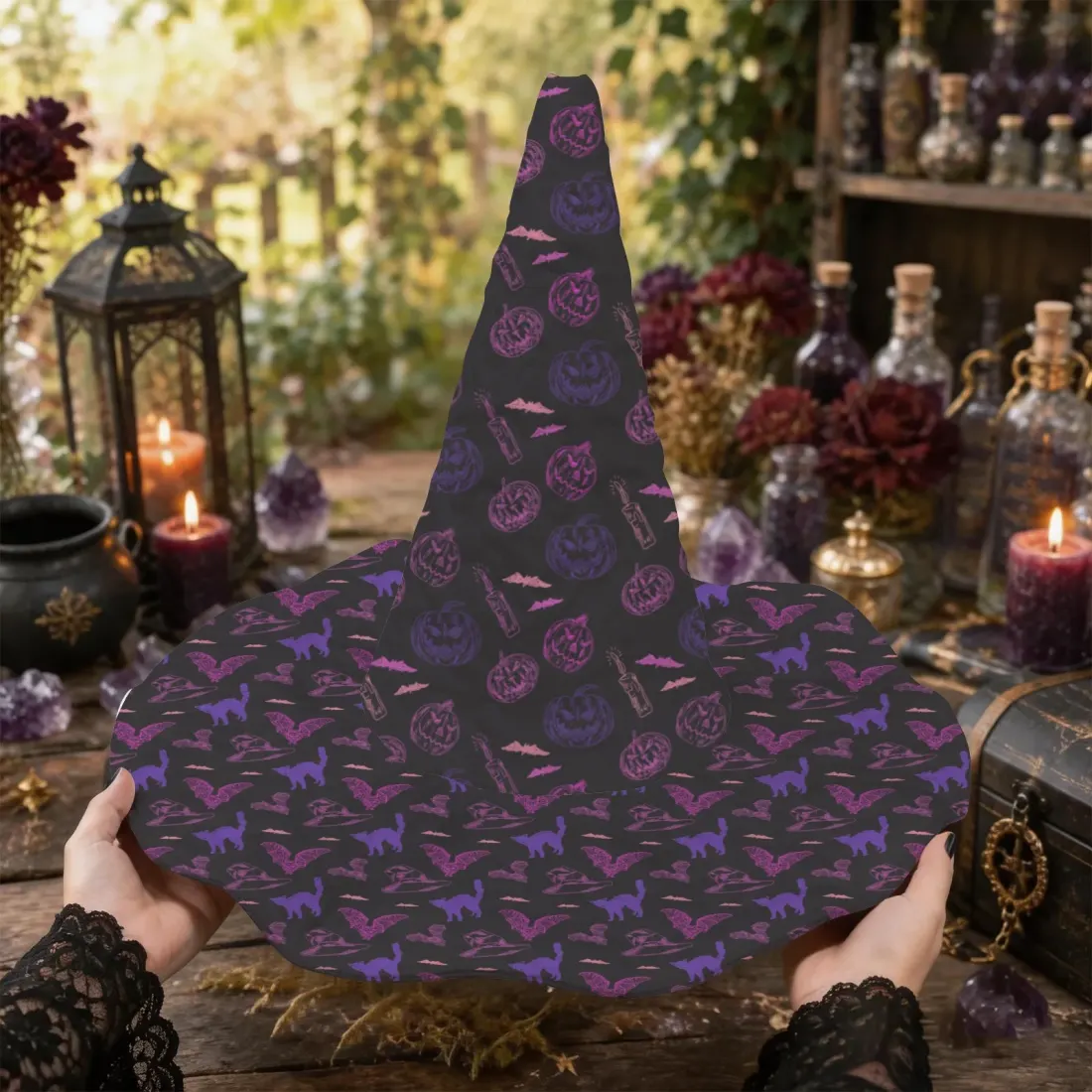 Custom Quilted Witch Hat for Halloween, Your Design Printed Inside and Out — photo 2