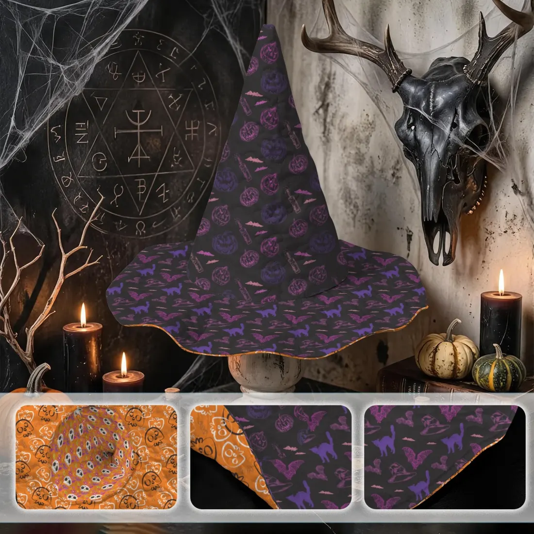 Custom Quilted Witch Hat for Halloween, Your Design Printed Inside and Out — photo 3