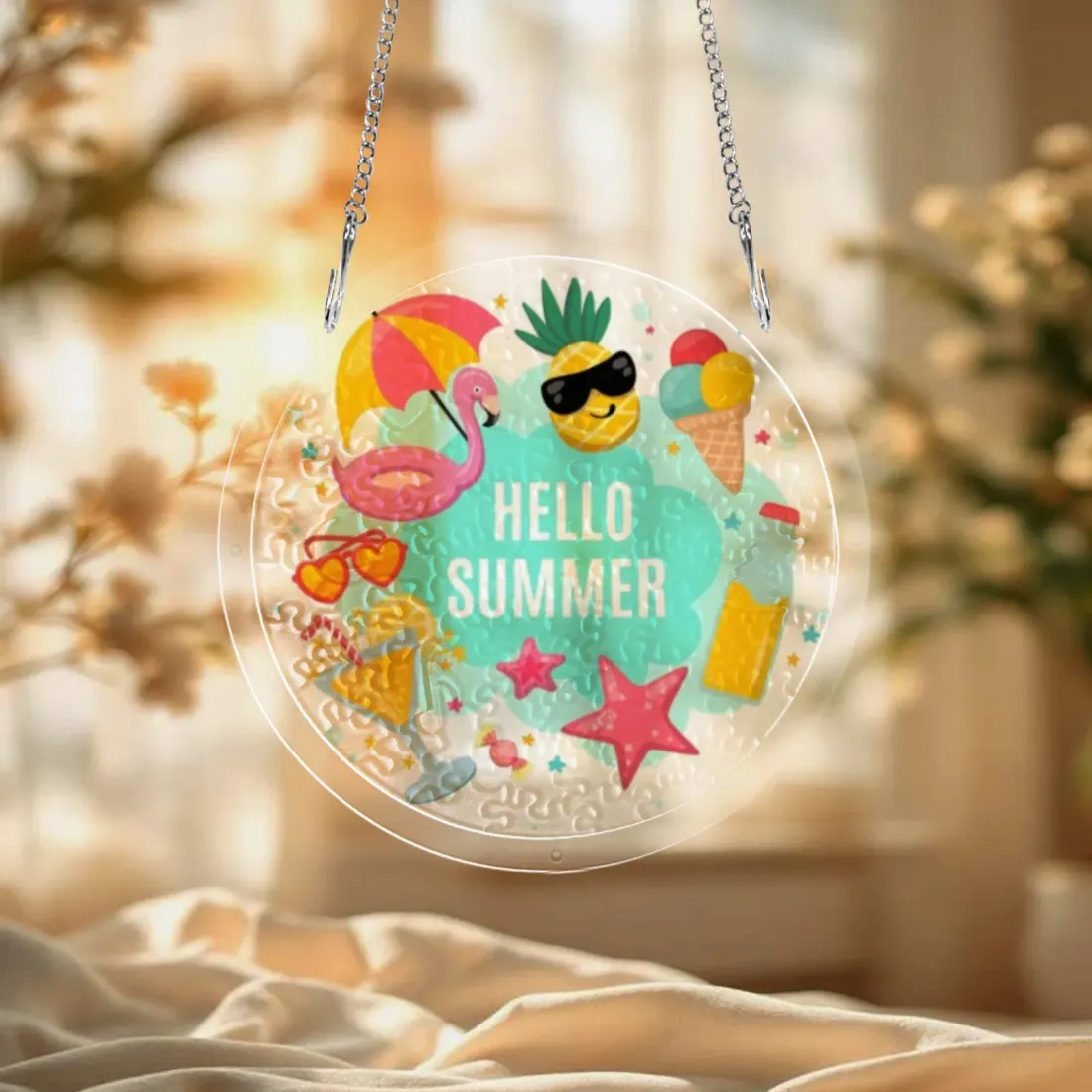 Custom Acrylic Puzzle Ornament with Your Photo, 8.2 Inch Round Window Hanging — photo 2