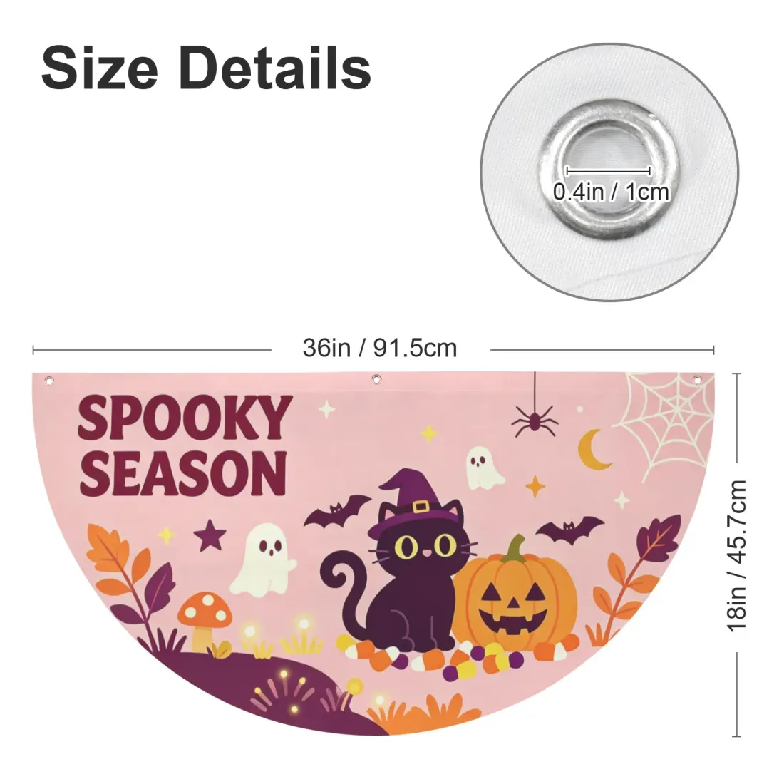 Custom Semi Circle Flag 36 x 18 Inch for Porch Railings, Halloween and Parties — photo 3