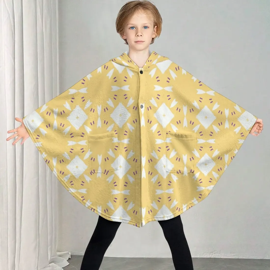 Custom Kids Hooded Cape in Soft Fleece with Pockets, Your Design All Over