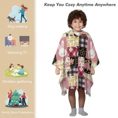 Custom Kids Hooded Cape in Soft Fleece with Pockets, Your Design All Over thumbnail 4