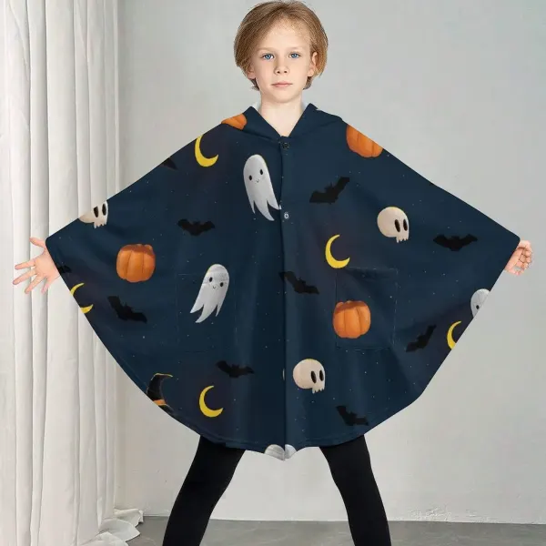 Custom Youth Hooded Cape with Pockets, Soft Fleece Wrap for Older Kids