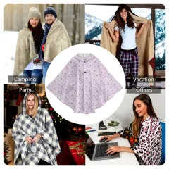 Custom Fleece Hooded Cape for Adults, Cozy Wearable Blanket with Pockets thumbnail 4