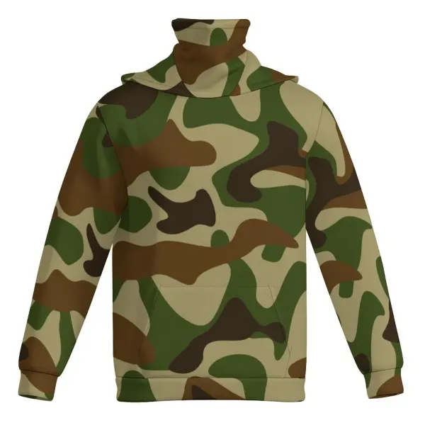 Custom Hoodie with Mask for Men, All Over Print with Built-In Neck Warmer