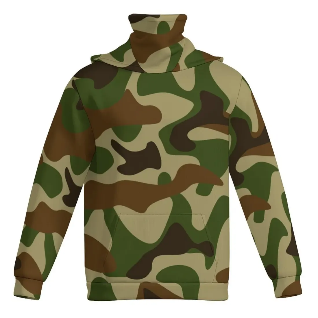 Custom Hoodie with Mask for Men, All Over Print with Built-In Neck Warmer