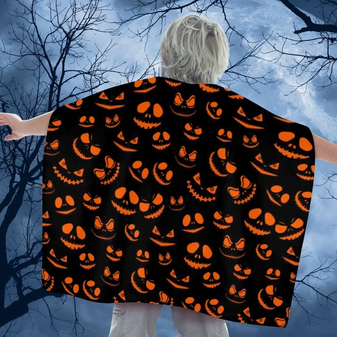 Custom Kids Halloween Cape in Satin with Easy Hook and Loop Collar