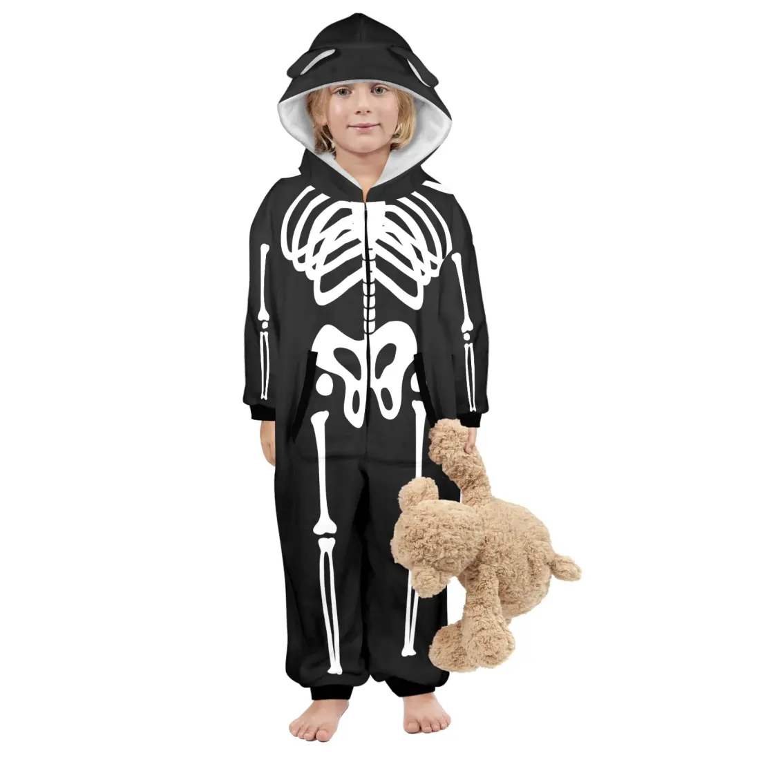 Custom Kids Onesie Pajamas with Bear Ear Hood for Ages 2 to 7 — photo 2