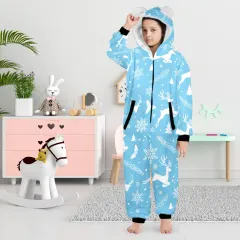 Custom Youth Onesie Pajamas with Bear Ear Hood for Big Kids, Ages 8 to 15 thumbnail 1