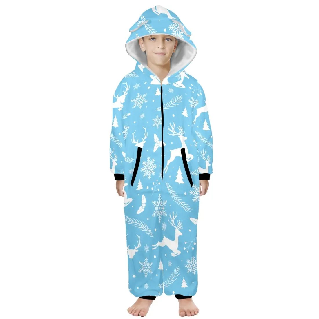 Custom Youth Onesie Pajamas with Bear Ear Hood for Big Kids, Ages 8 to 15 — photo 2