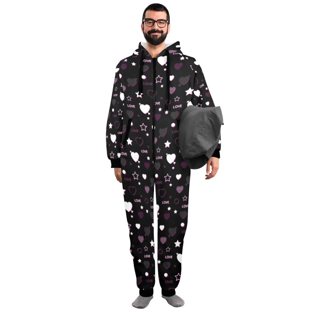 Custom Adult Onesie Pajamas with Hood for Men and Women, Sizes S to 4XL — photo 2