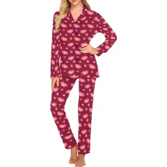 Custom Pajamas for Women, Long Sleeve Button-Up Pajama Set, Sizes XS to 5XL thumbnail 1