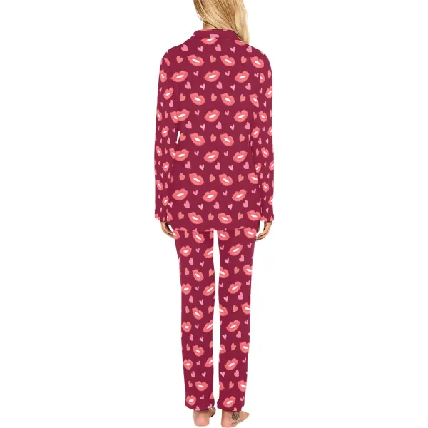 Custom Pajamas for Women, Long Sleeve Button-Up Pajama Set, Sizes XS to 5XL