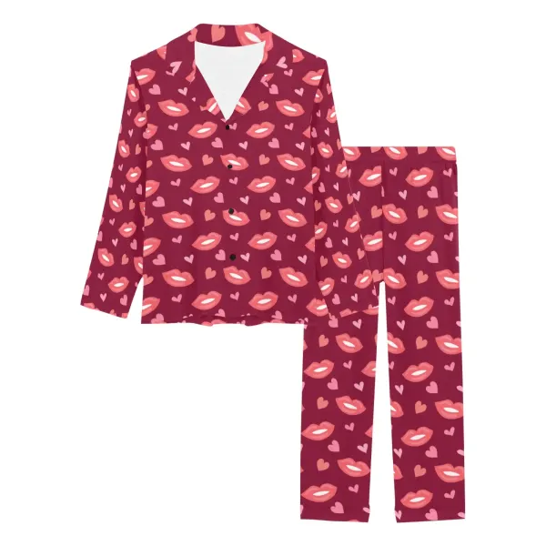 Custom Pajamas for Women, Long Sleeve Button-Up Pajama Set, Sizes XS to 5XL