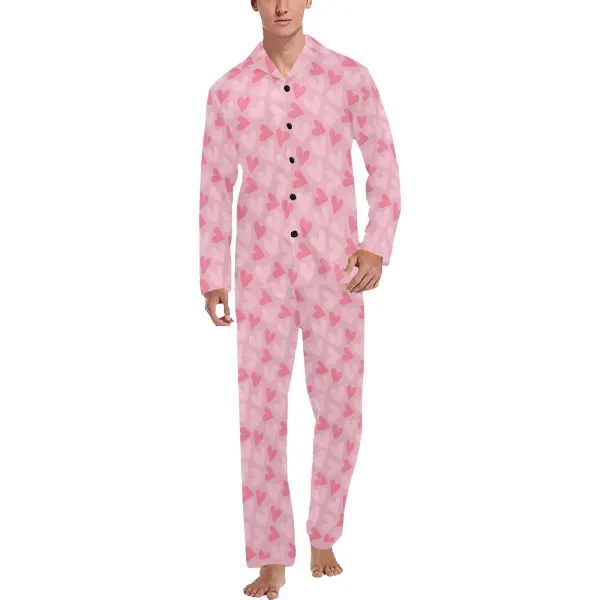 Custom Pajamas for Men, Long Sleeve Button-Up Pajama Set, Sizes S to 5XL