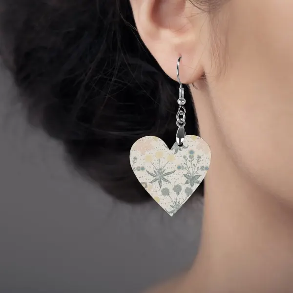 Personalized Wooden Heart Earrings with Your Photo, Printed on Both Sides