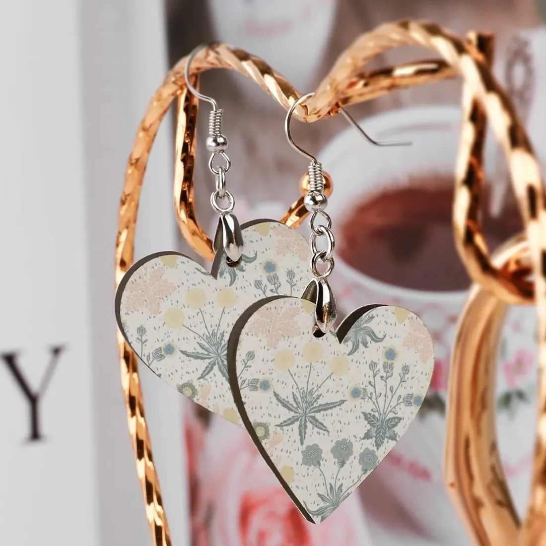 Personalized Wooden Heart Earrings with Your Photo, Printed on Both Sides — photo 3
