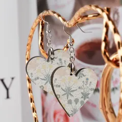 Personalized Wooden Heart Earrings with Your Photo, Printed on Both Sides thumbnail 3