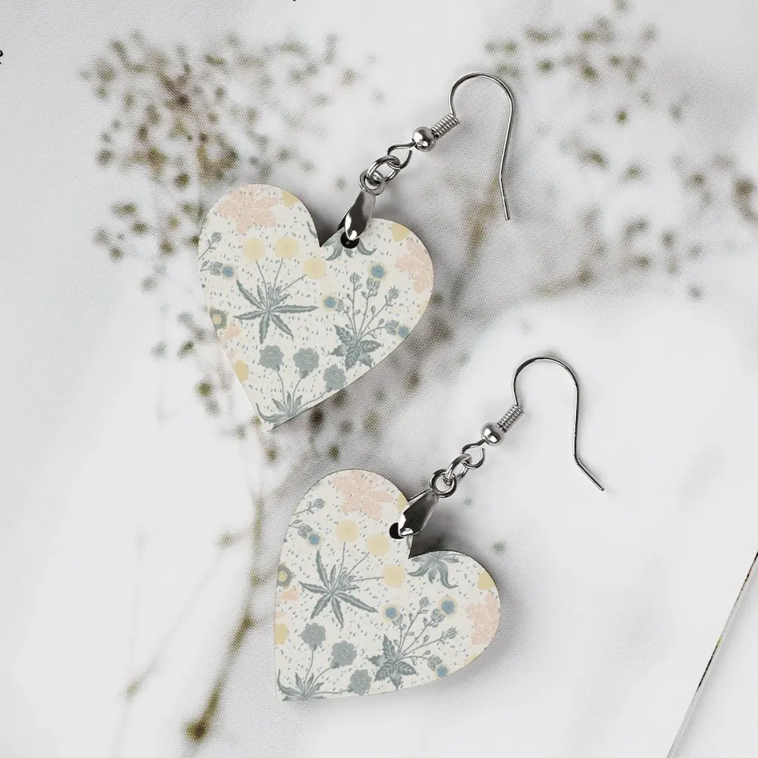 Personalized Wooden Heart Earrings with Your Photo, Printed on Both Sides — photo 4