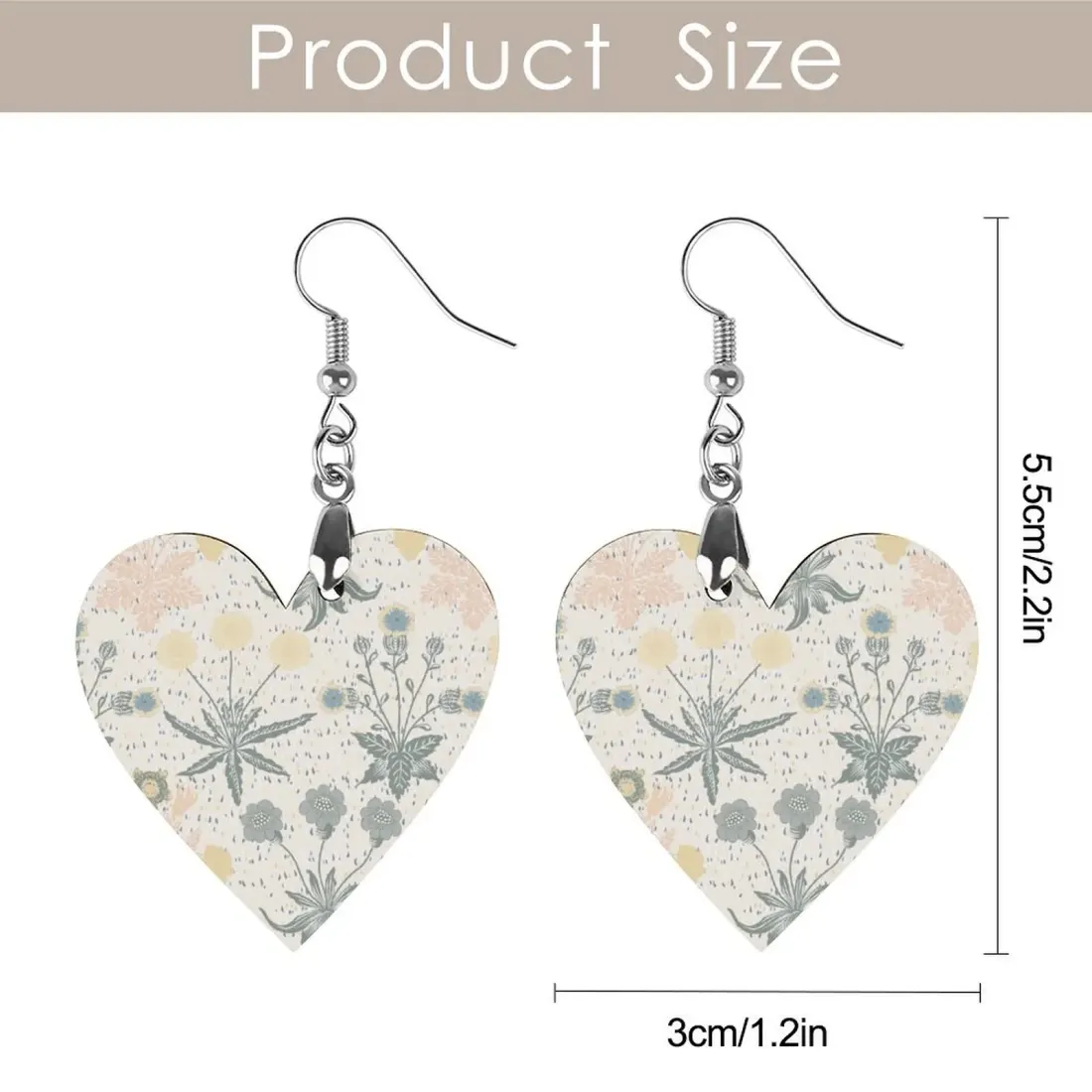 Personalized Wooden Heart Earrings with Your Photo, Printed on Both Sides — photo 5