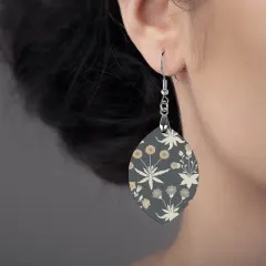 Custom Wooden Leaf Earrings with Your Photo or Design, Printed on Both Sides thumbnail 2
