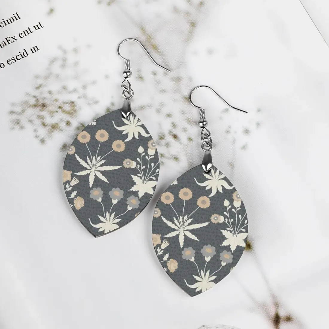 Custom Wooden Leaf Earrings with Your Photo or Design, Printed on Both Sides — photo 3