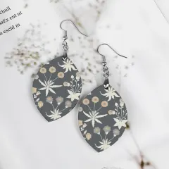 Custom Wooden Leaf Earrings with Your Photo or Design, Printed on Both Sides thumbnail 3