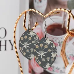 Custom Wooden Leaf Earrings with Your Photo or Design, Printed on Both Sides thumbnail 4