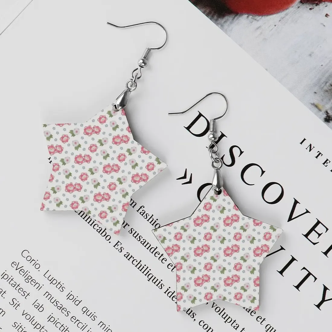 Personalized Wooden Star Earrings with Your Photo, Printed on Both Sides — photo 3