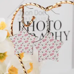Personalized Wooden Star Earrings with Your Photo, Printed on Both Sides thumbnail 4