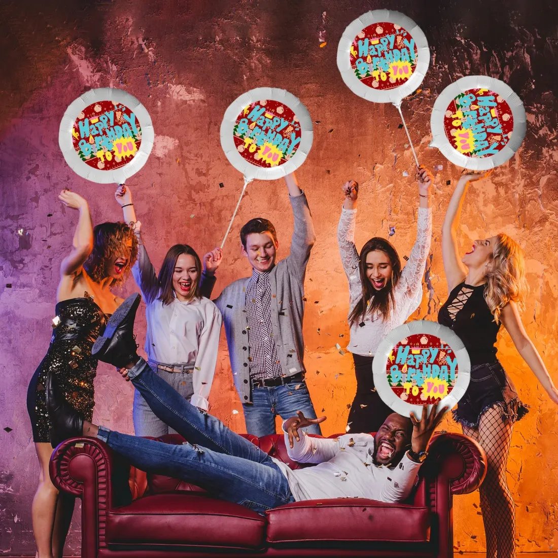 Custom Printed Party Balloons with Your Photo or Design, 18 Inch Foil, Set of 5