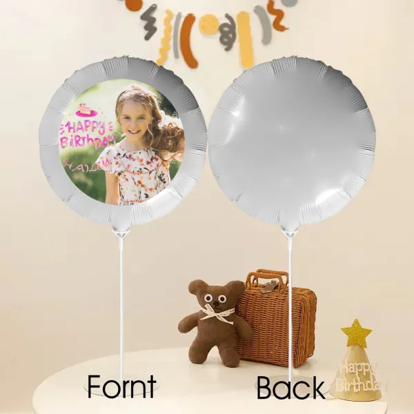 Personalized Birthday Photo Balloon with Name, 18 Inch Foil Balloon Kit