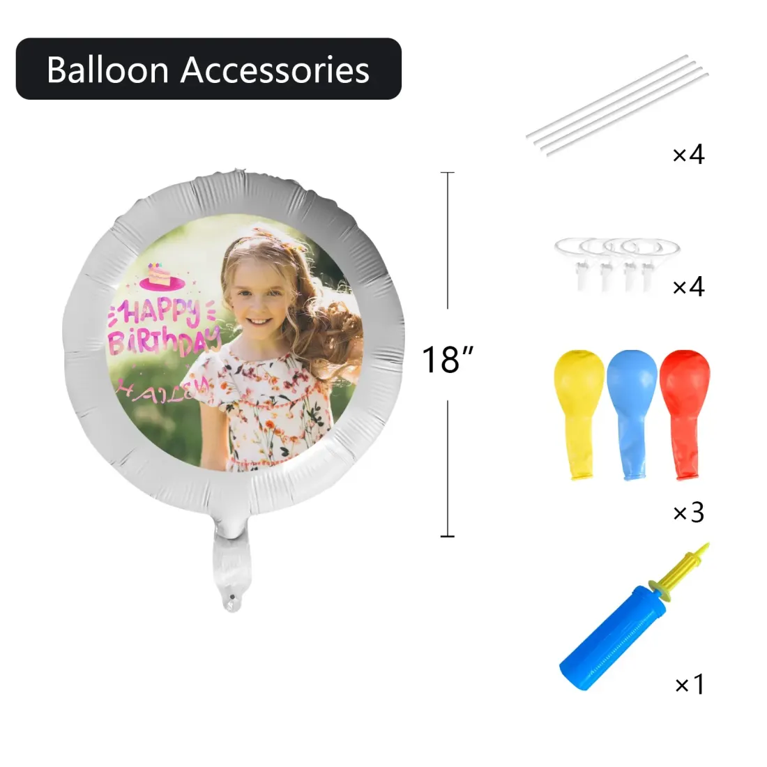 Personalized Birthday Photo Balloon with Name, 18 Inch Foil Balloon Kit — photo 4