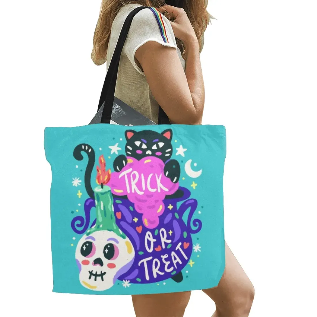 Custom Canvas Tote Bag with a Different Design on Each Side, Large Size