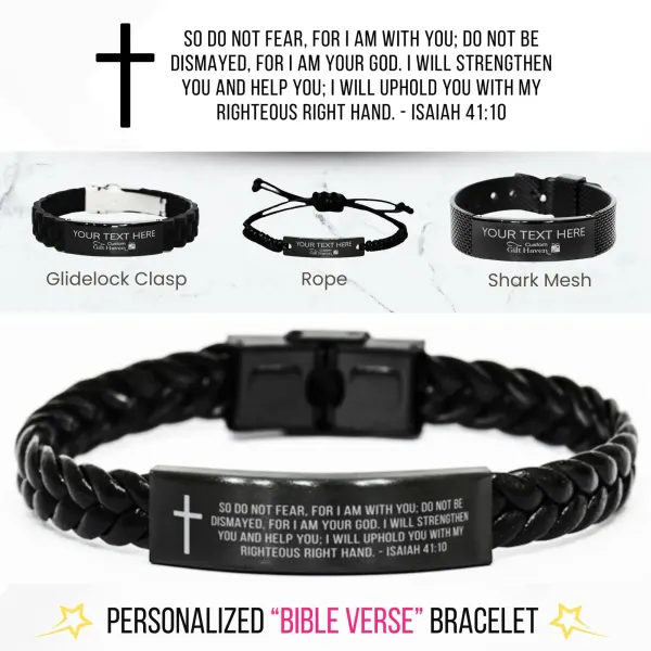 Custom Engraved Bible Verse Bracelet: Personalized Text Quotes Christian Gifts, Religious Scripture Jewelry