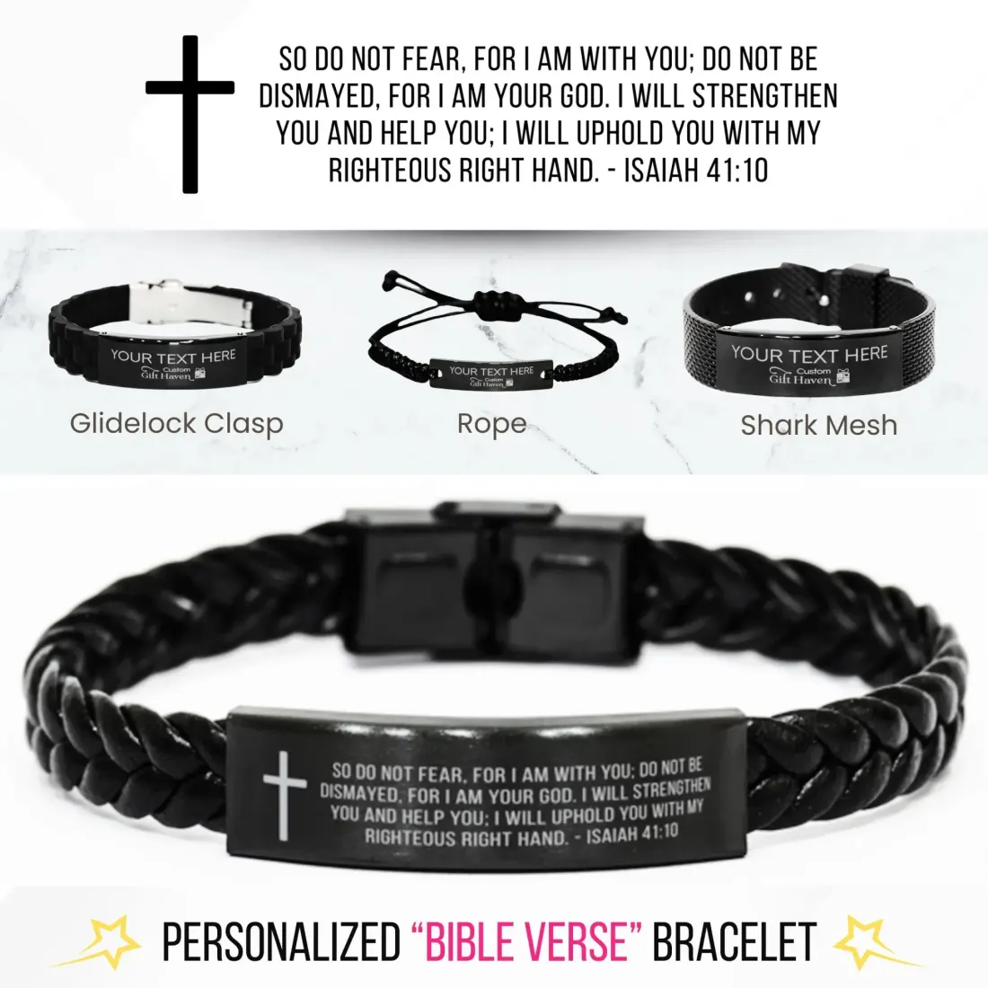 Custom Engraved Bible Verse Bracelet: Personalized Text Quotes Christian Gifts, Religious Scripture Jewelry
