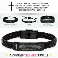 Custom Engraved Bible Verse Bracelet: Personalized Text Quotes Christian Gifts, Religious Scripture Jewelry thumbnail 1