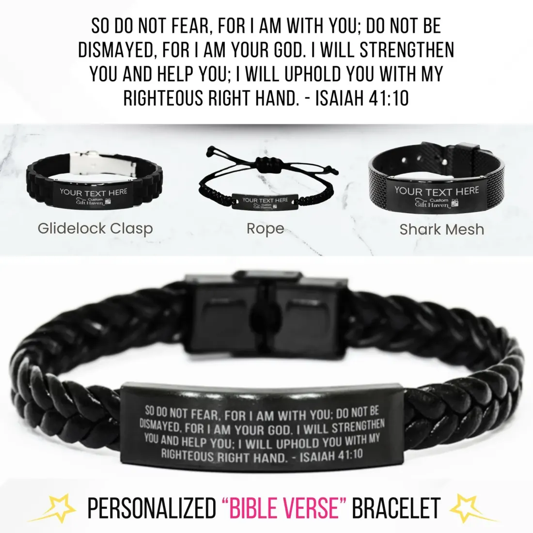 Custom Engraved Bible Verse Bracelet: Personalized Text Quotes Christian Gifts, Religious Scripture Jewelry — photo 2