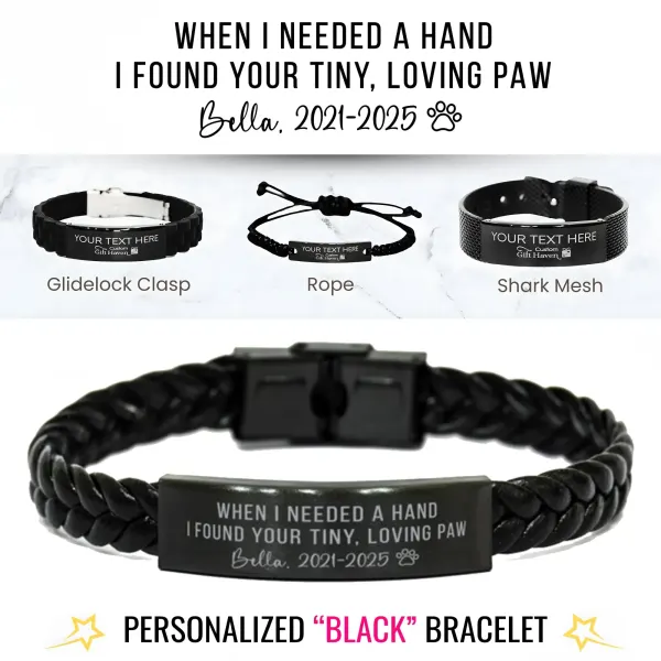 Personalized Pet Memorial Bracelet: Custom Laser Engraved Pet Remembrance Jewelry
