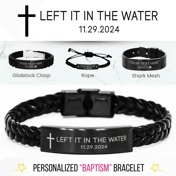 Personalized Baptism Bracelet: Left it In the Water, Engraved Religious Jewelry Gifts