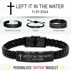 Personalized Baptism Bracelet: Left it In the Water, Engraved Religious Jewelry Gifts thumbnail 1