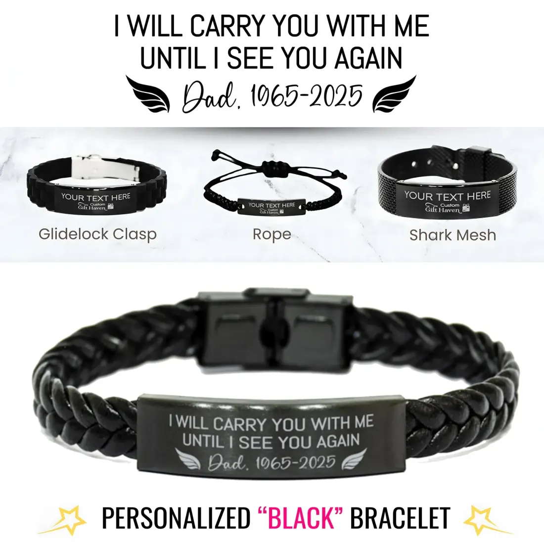Personalized Remembrance Bracelet: Loss of Mom Dad Sister Brother Friend Gifts, Engraved Memorial Jewelry