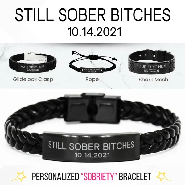 Personalized Recovery Bracelet: Custom Laser Engraved Sobriety Gift, Sober anniversary Jewelry