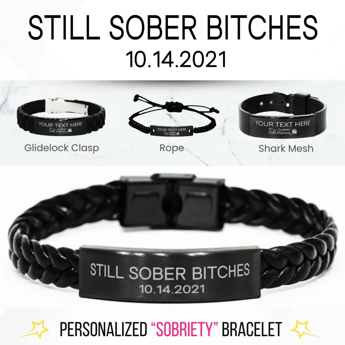 Personalized Recovery Bracelet: Custom Laser Engraved Sobriety Gift, Sober anniversary Jewelry
