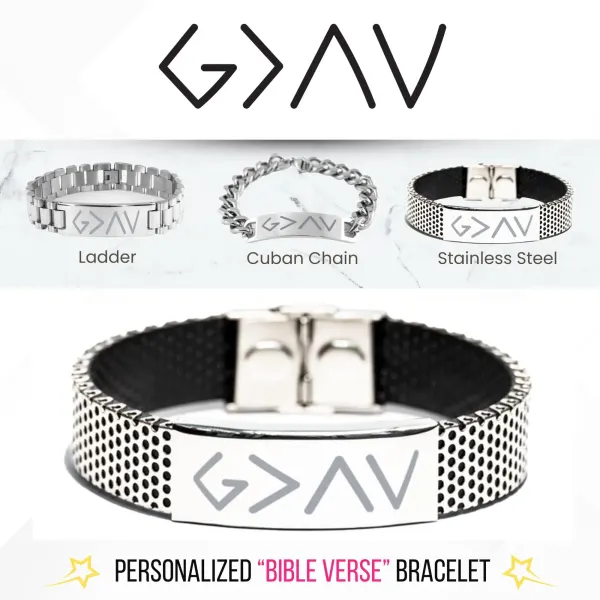 Custom God is Greater Than the Highs and Lows: G>∧∨ Scripture Men Religious Silver Bracelet