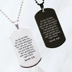 Personalized Bible Verse Dog Tag Necklace: Custom Laser Engraved Stainless Steel Christian Faith Jewelry thumbnail 1