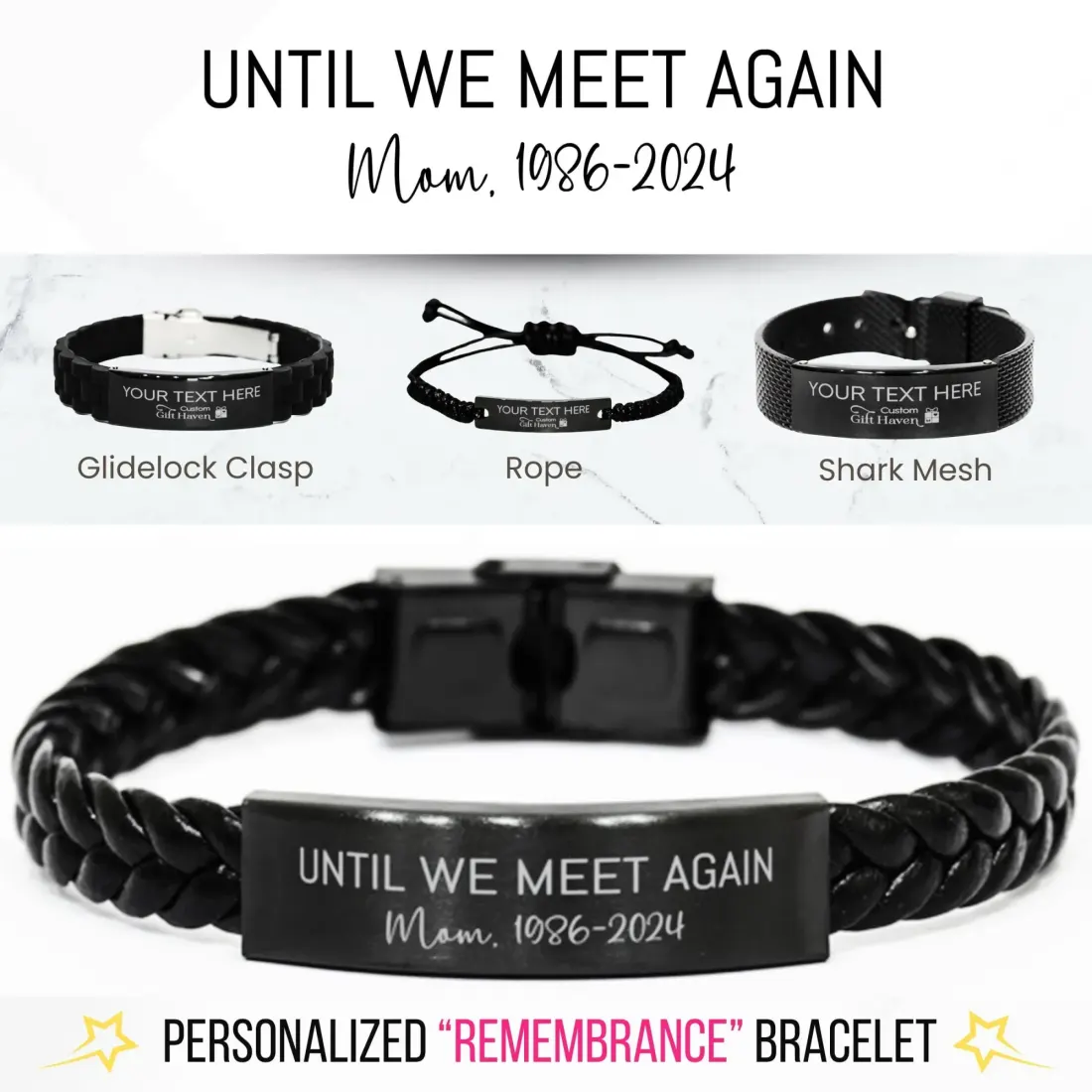 Personalized Remembrance Bracelet: Engraved Until We Meet Again Dad Sister Brother Friend Gifts