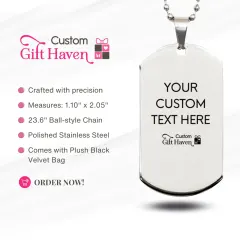 Custom Memorial Dog Tag Necklace: I Will Carry You With Me Engraved Remembrance Jewelry Gift thumbnail 3