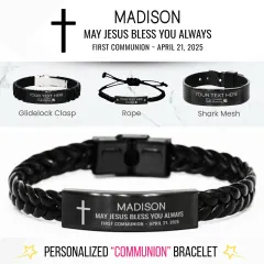 Personalized First Communion Bracelet: Custom Engraved Christian Faith Gift, Unique Catholic Jewelry thumbnail 1